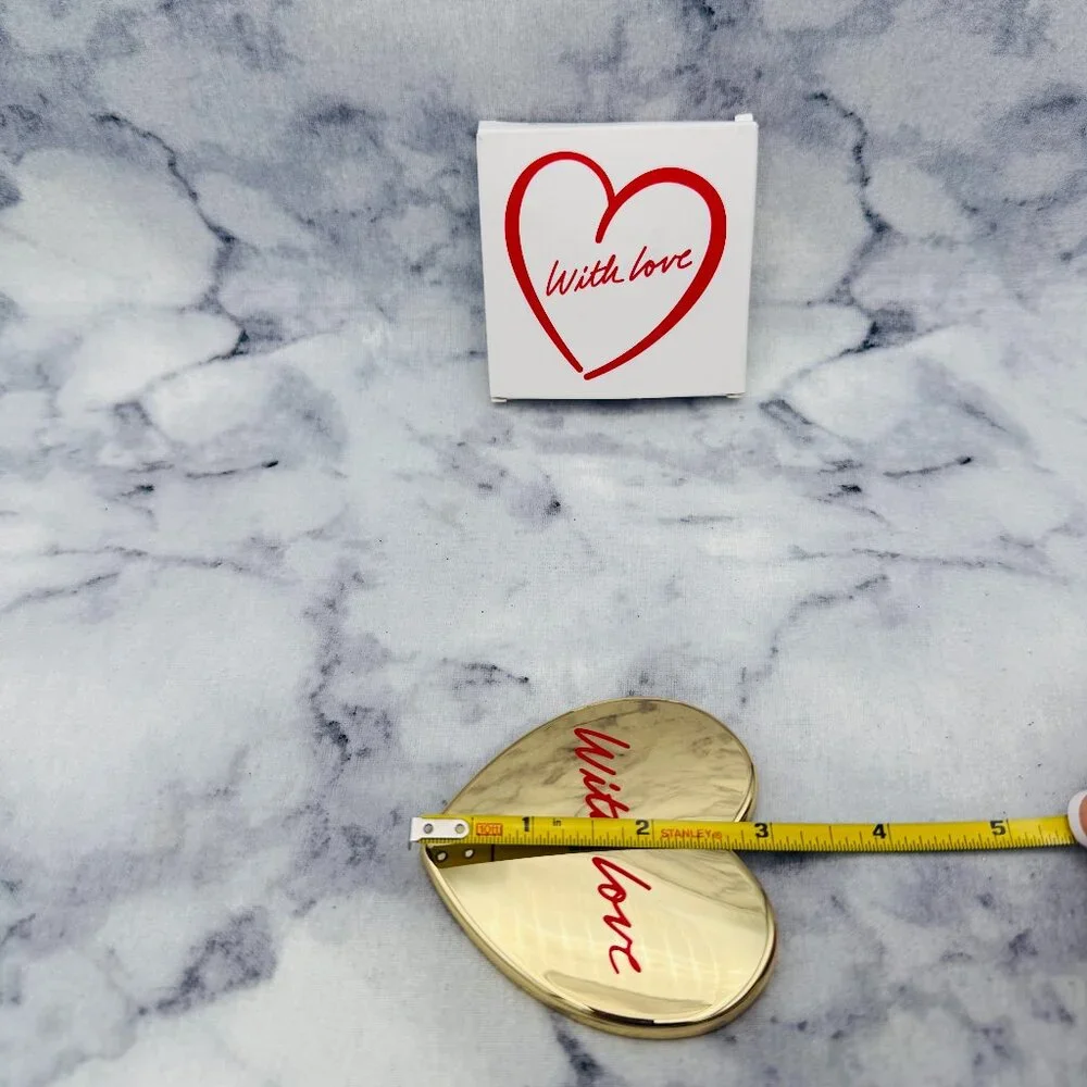 Jimmy Choo Gold Heart With Love Pocket Mirror, Luxury Compact,Boxed-3x3 in-NEW